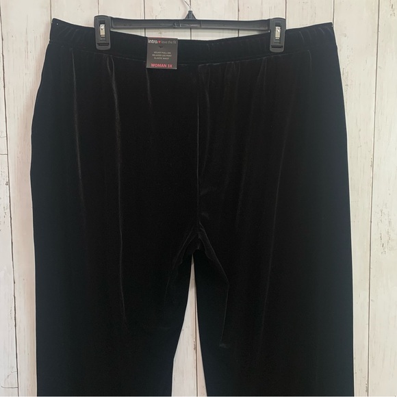 NWT Intro Love the Fit Black Velvet Pull-on Relaxed Wide Leg Elastic Waist Sz 3X - Picture 14 of 15